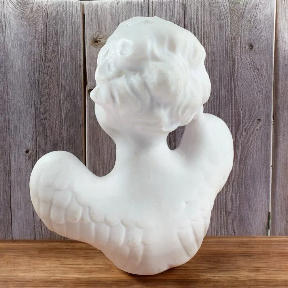 Orlik Germany Bisque Angel Bust Figurine Fine Porcelain Pale Pink Figure Vintage